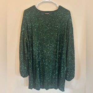 Show Me Your Mumu Womens Emerald Green Sequin Mini Dress Medium Holiday New Year